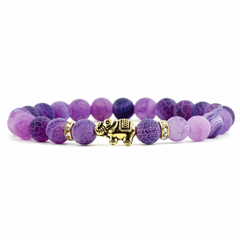 Wholesale Lychee Frozen Chalcedony Beads Alloy Bracelet