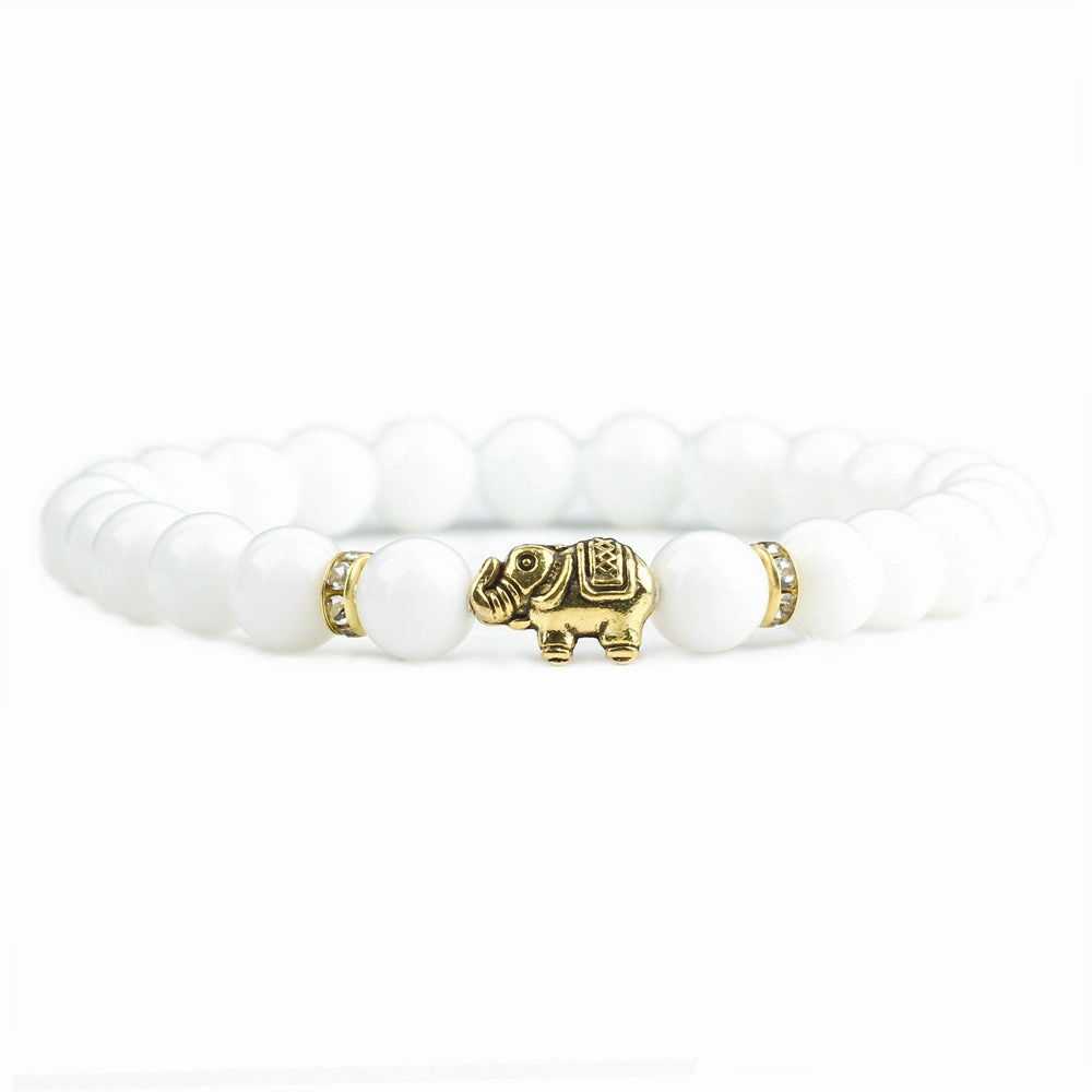 Wholesale Lychee Frozen Chalcedony Beads Alloy Bracelet