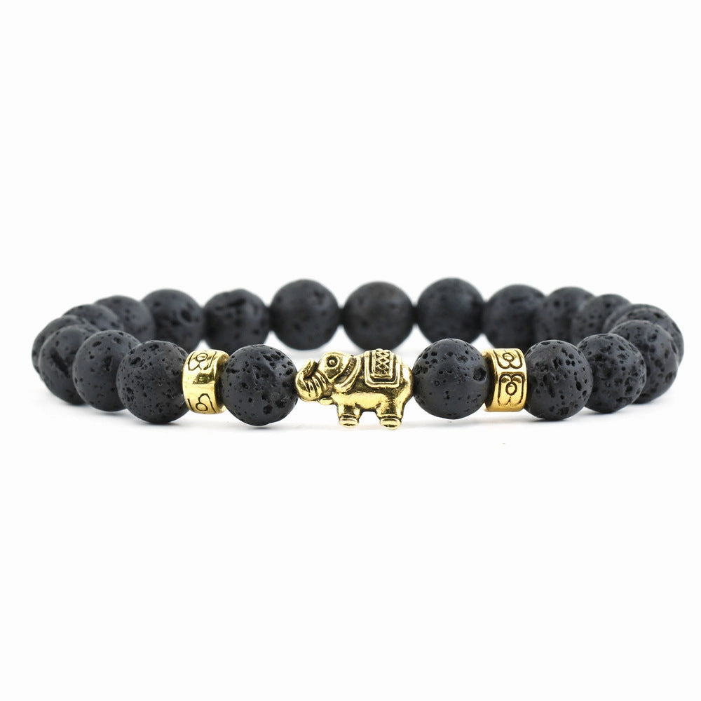 Wholesale Lychee Frozen Chalcedony Beads Alloy Bracelet