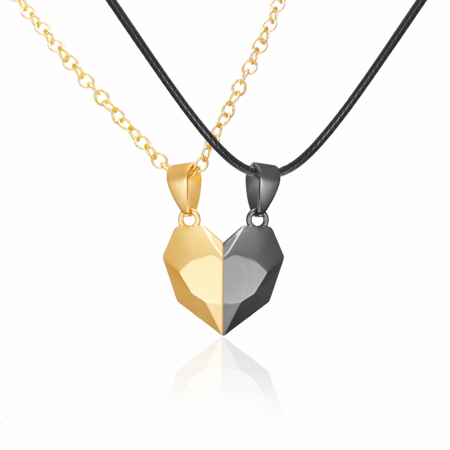 Wholesale Magnetic Attraction Black and White Stitching Magnetic Love Necklace Set of Two