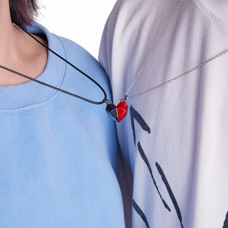 Wholesale Magnetic Attraction Black and White Stitching Magnetic Love Necklace Set of Two