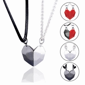 Wholesale Magnetic Attraction Black and White Stitching Magnetic Love Necklace Set of Two