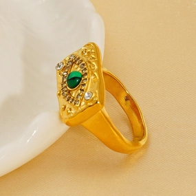 Wholesale Malachite eye ring with diamonds