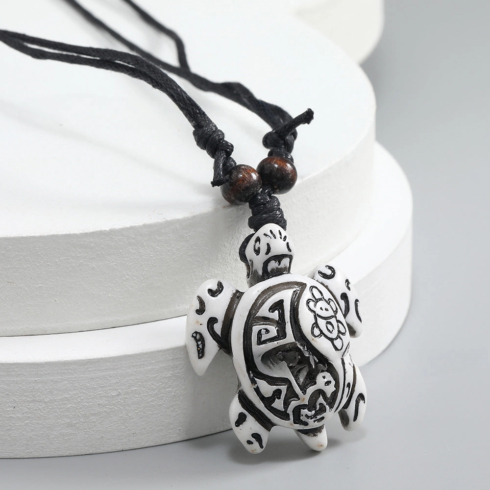 Wholesale male retractable wax wire resin creative turtle pendant