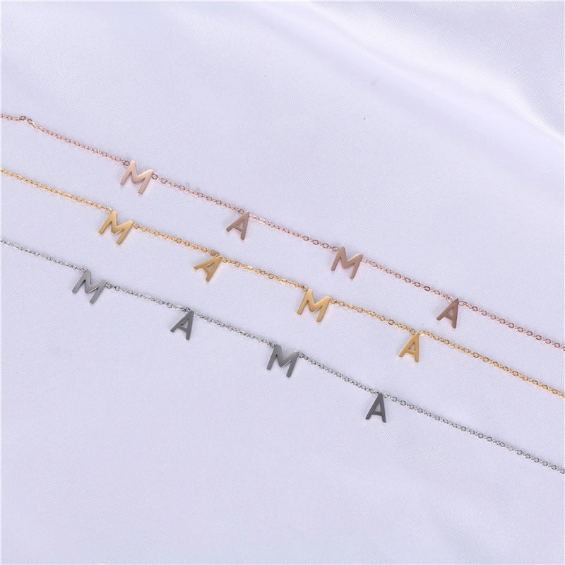 Wholesale MAMA Mother's Day Titanium Steel Necklace
