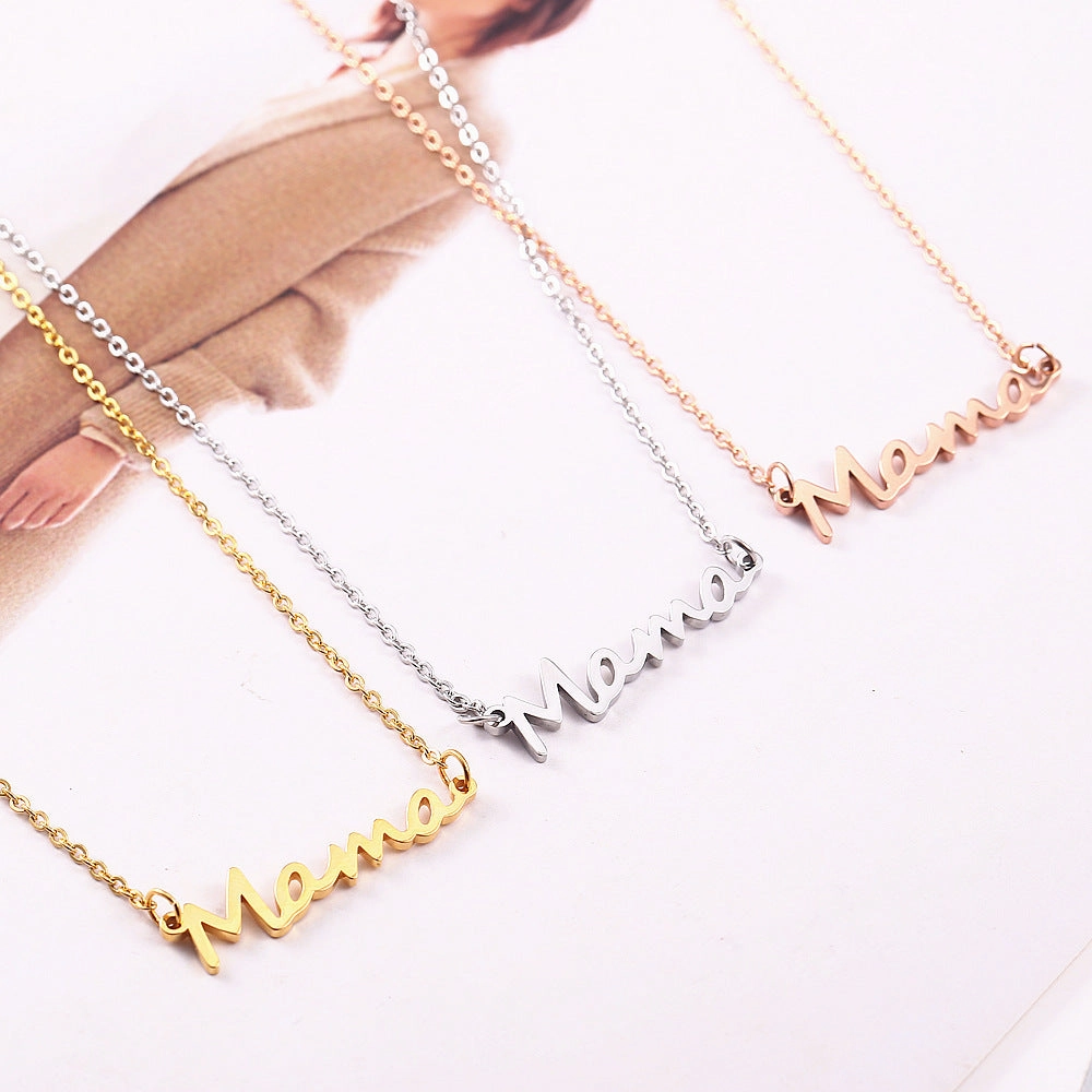 Wholesale Mama Mother's Day Titanium Steel Necklace Set