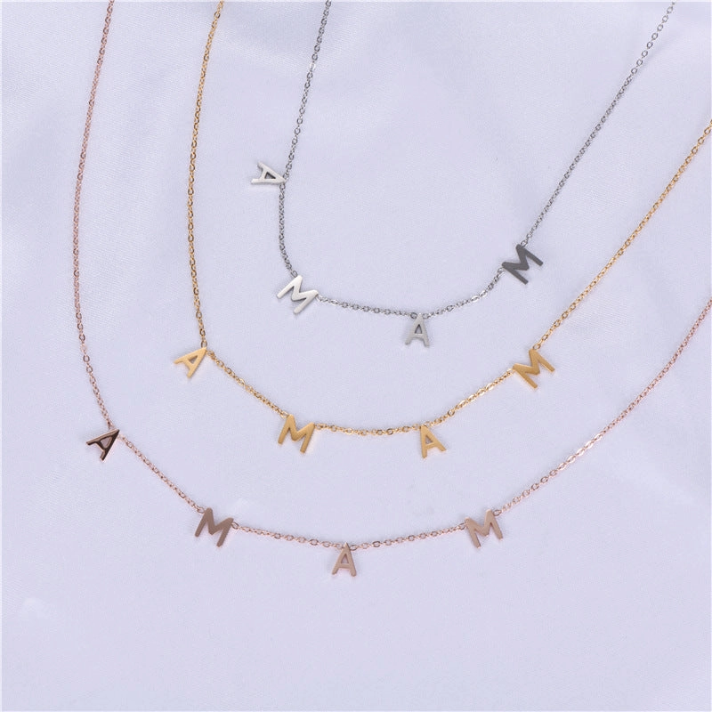 Wholesale MAMA Stainless Steel Titanium Steel Necklace