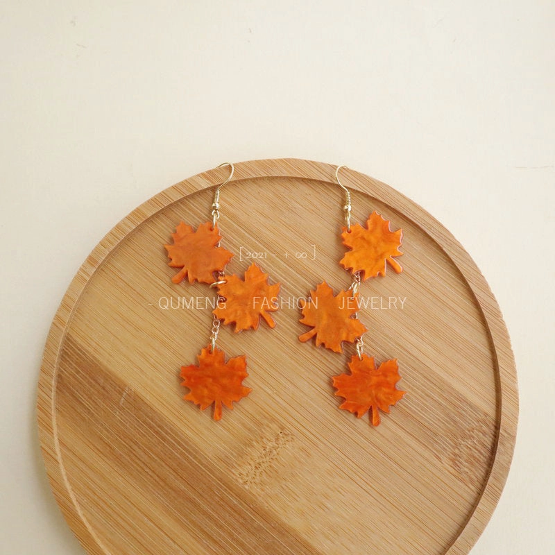 Wholesale Maple Leaf Earrings Acrylic