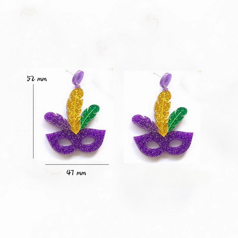 Wholesale Mardi Gras Clown Acrylic Earrings