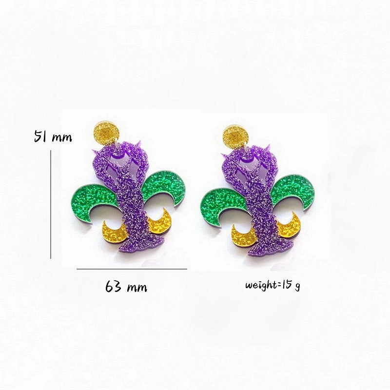 Wholesale Mardi Gras Clown Acrylic Earrings