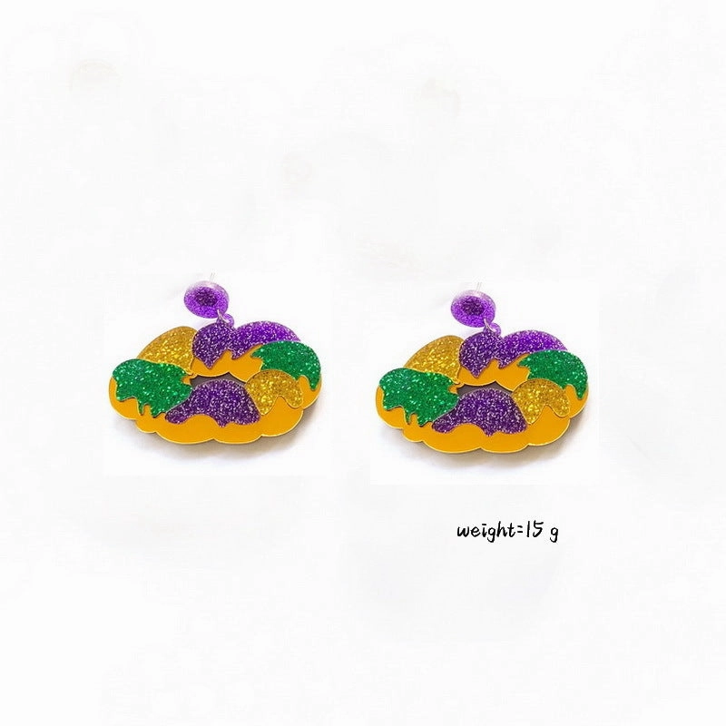 Wholesale Mardi Gras Clown Acrylic Earrings
