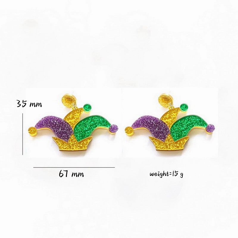 Wholesale Mardi Gras Clown Acrylic Earrings
