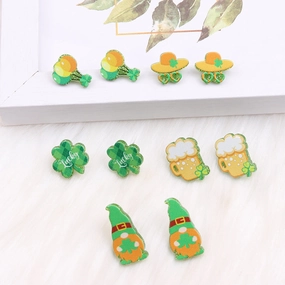 Wholesale Mardi Gras St. Patrick's Day Shamrock Wine Glass Acrylic Print Earrings