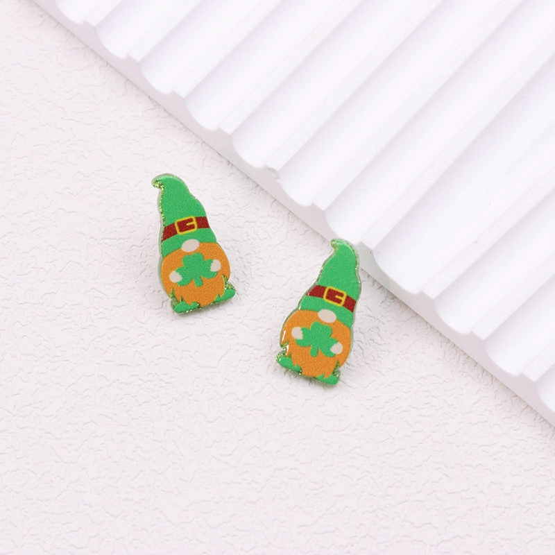Wholesale Mardi Gras St. Patrick's Day Shamrock Wine Glass Acrylic Print Earrings