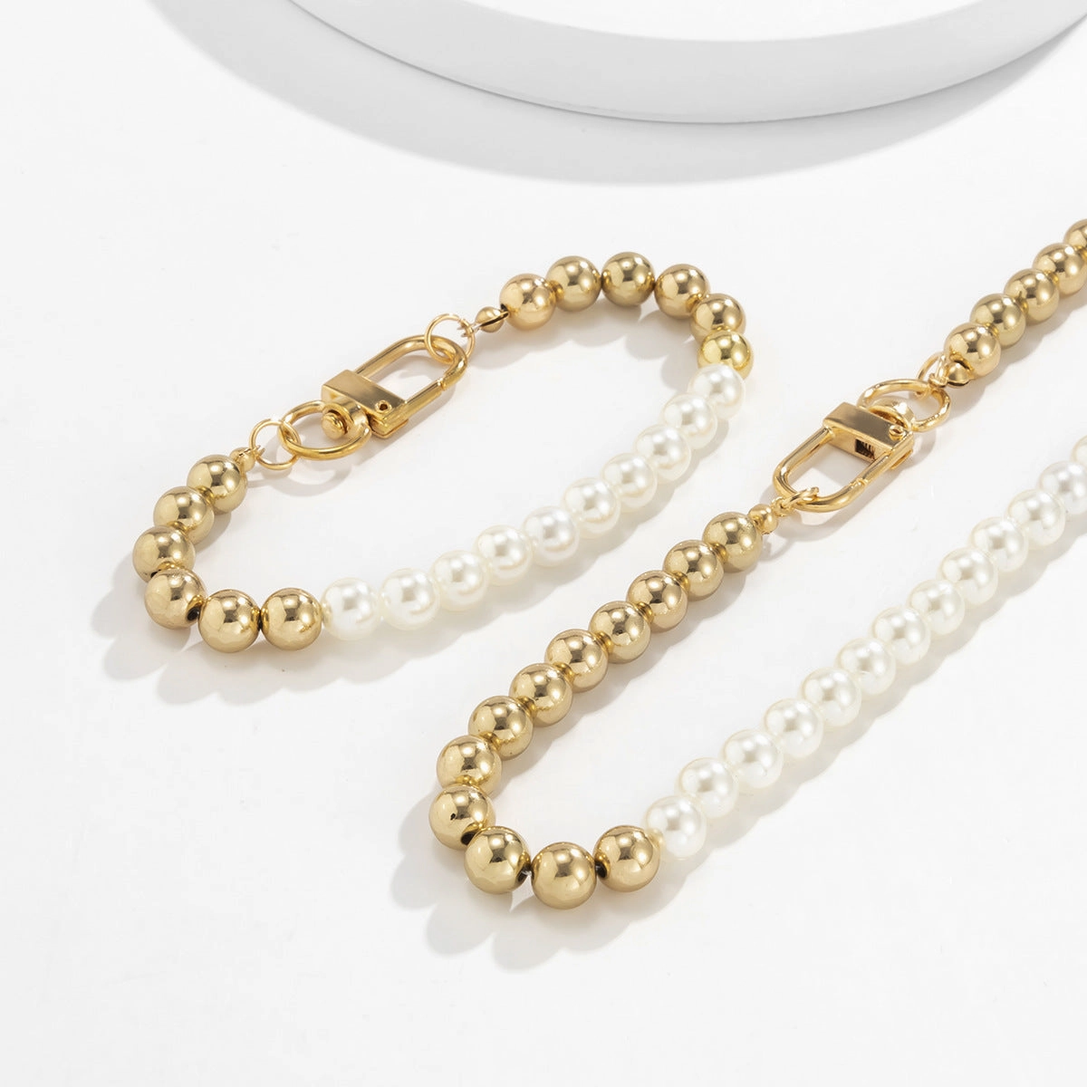 Wholesale Men's Collarbone Pearl Necklace Bracelet Set