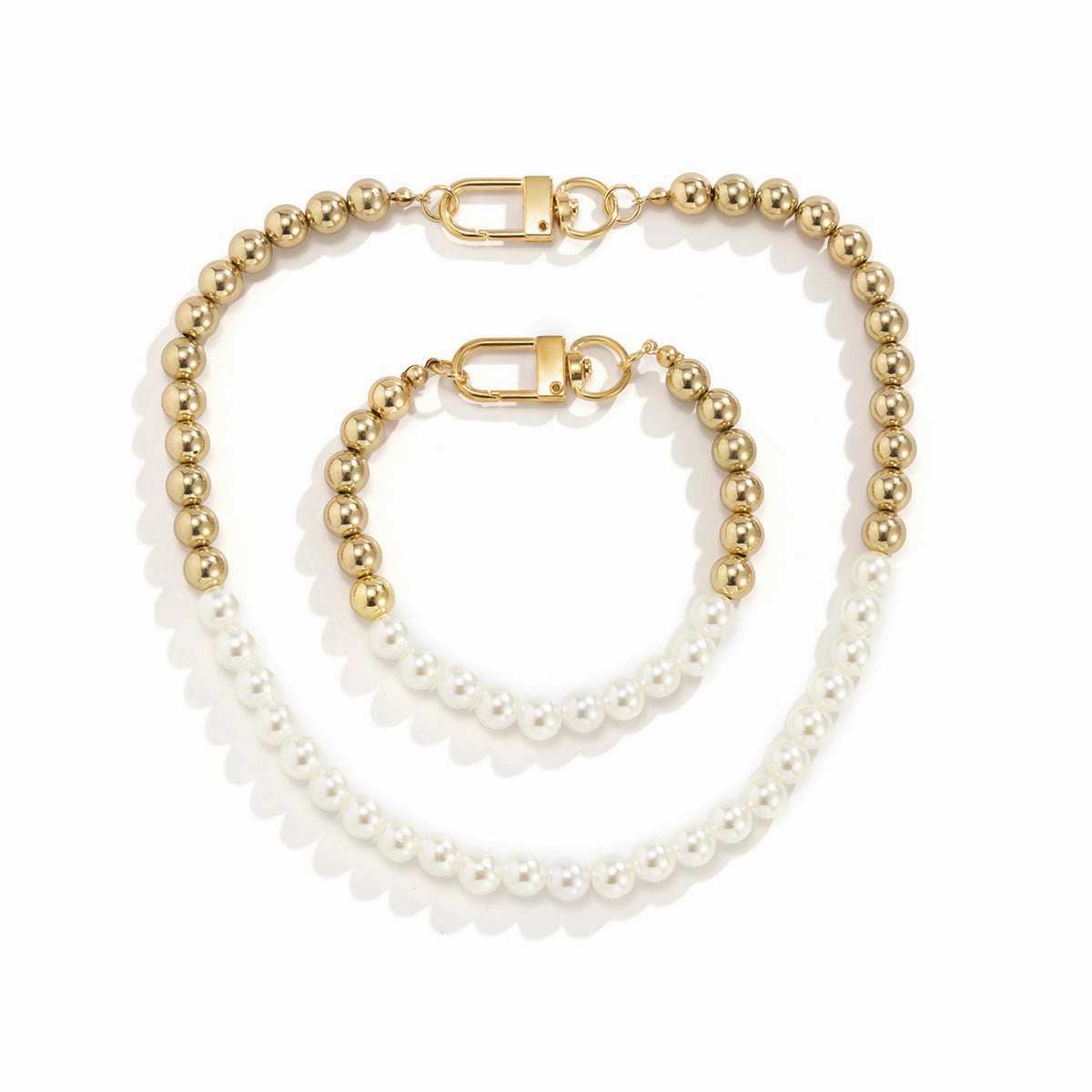 Wholesale Men's Collarbone Pearl Necklace Bracelet Set