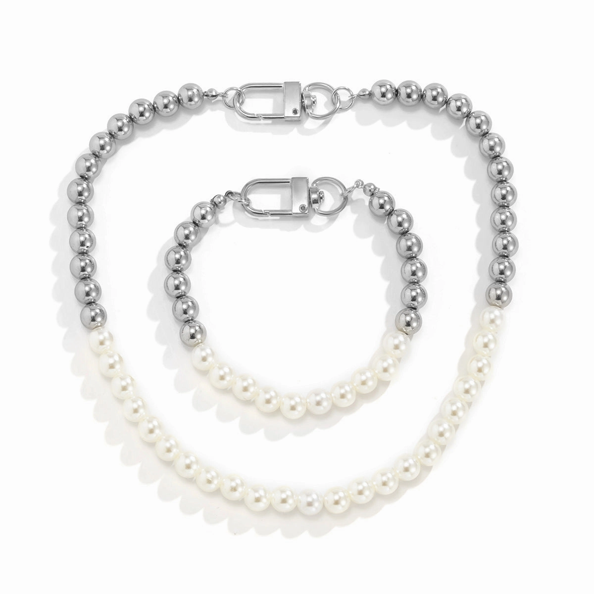 Wholesale Men's Collarbone Pearl Necklace Bracelet Set