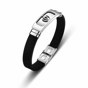 Wholesale Men's Hollow Out Titanium Steel Silicone Bracelet OLY-BT-BSLN001