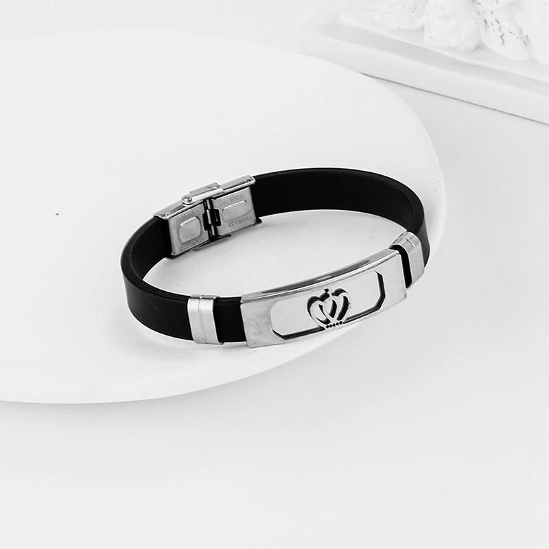 Wholesale Men's Hollow Out Titanium Steel Silicone Bracelet OLY-BT-BSLN001