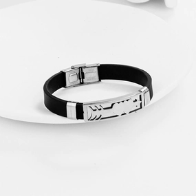 Wholesale Men's Hollow Out Titanium Steel Silicone Bracelet OLY-BT-BSLN002