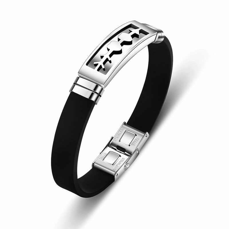 Wholesale Men's Hollow Out Titanium Steel Silicone Bracelet OLY-BT-BSLN002
