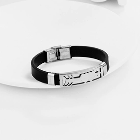 Wholesale Men's Hollow Out Titanium Steel Silicone Bracelet OLY-BT-BSLN002