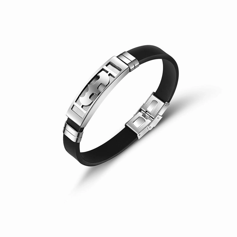 Wholesale Men's Hollow Out Titanium Steel Silicone Bracelet OLY-BT-BSLN004