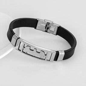 Wholesale Men's Hollow Out Titanium Steel Silicone Bracelet OLY-BT-BSLN004