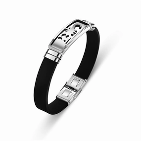Wholesale Men's Hollow Out Titanium Steel Silicone Bracelet OLY-BT-BSLN005