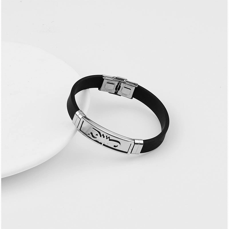 Wholesale Men's Hollow Out Titanium Steel Silicone Bracelet OLY-BT-BSLN005