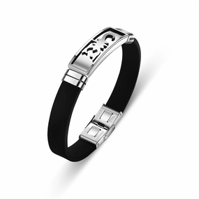 Wholesale Men's Hollow Out Titanium Steel Silicone Bracelet OLY-BT-BSLN005
