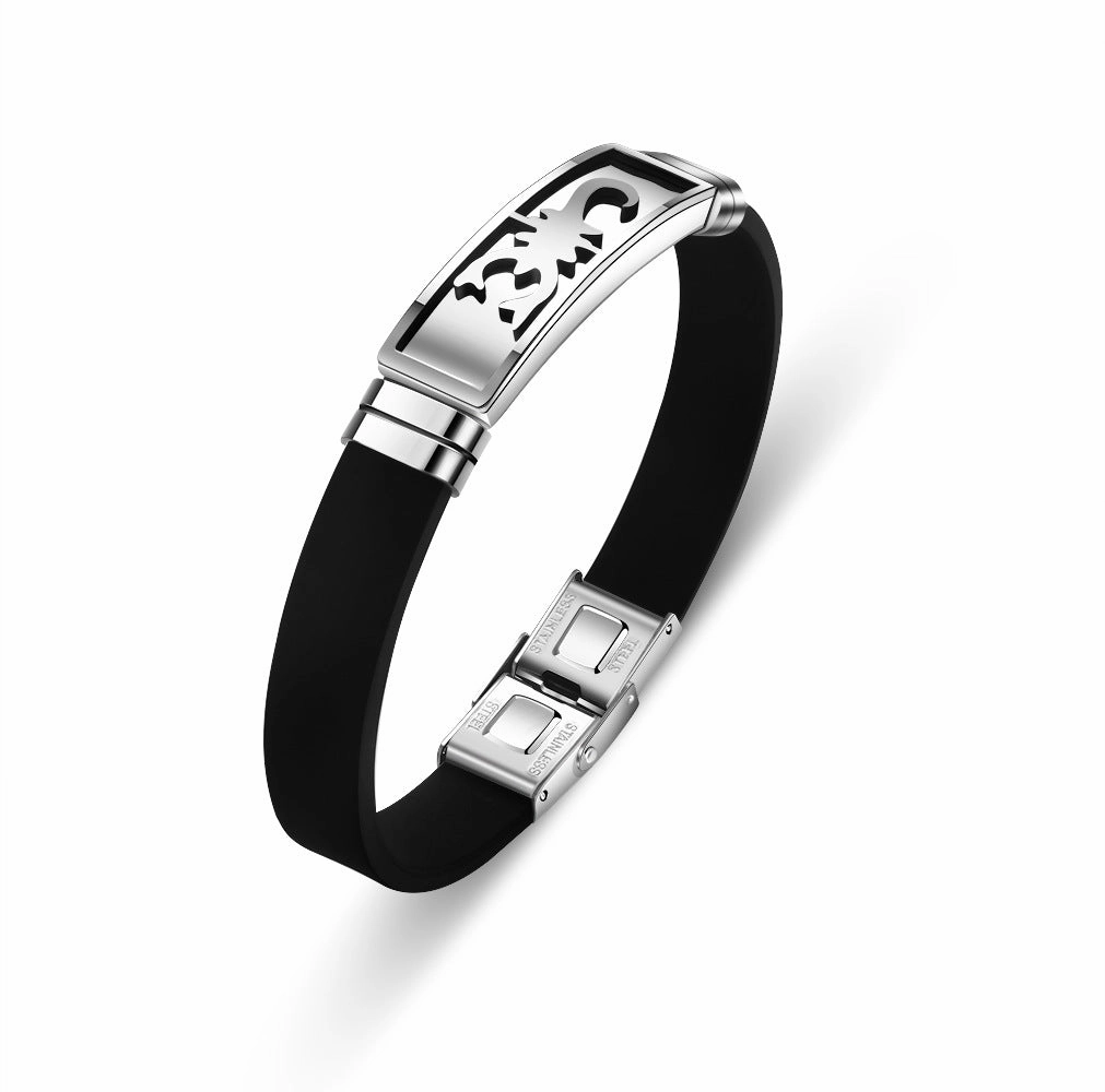 Wholesale Men's Hollow Out Titanium Steel Silicone Bracelet OLY-BT-BSLN005