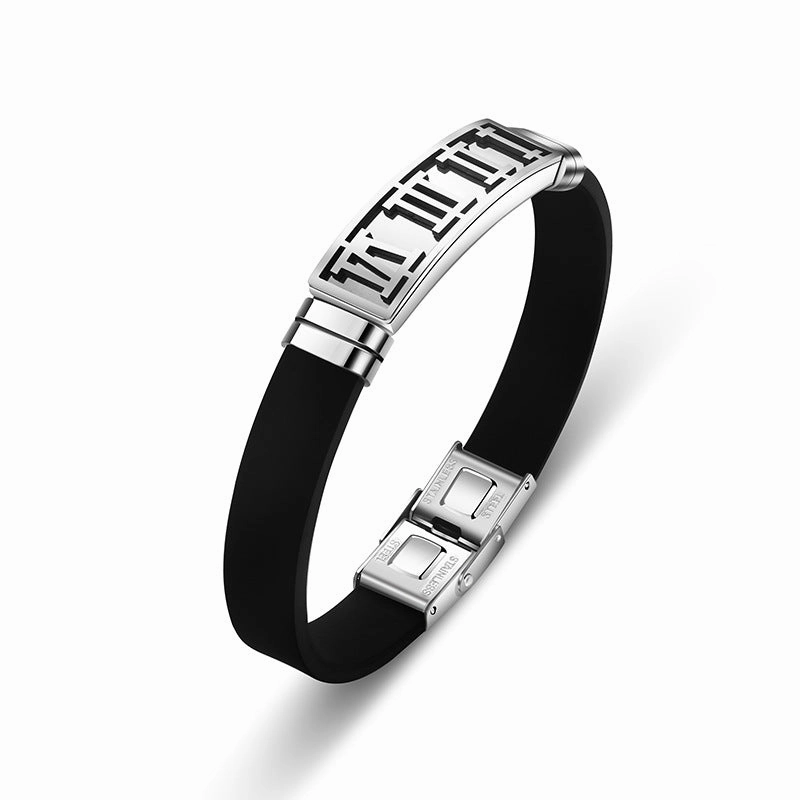 Wholesale Men's Hollow Out Titanium Steel Silicone Bracelet OLY-BT-BSLN006