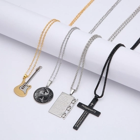 Wholesale Men's Personalized Guitar Shape Necklace Sweater Chain