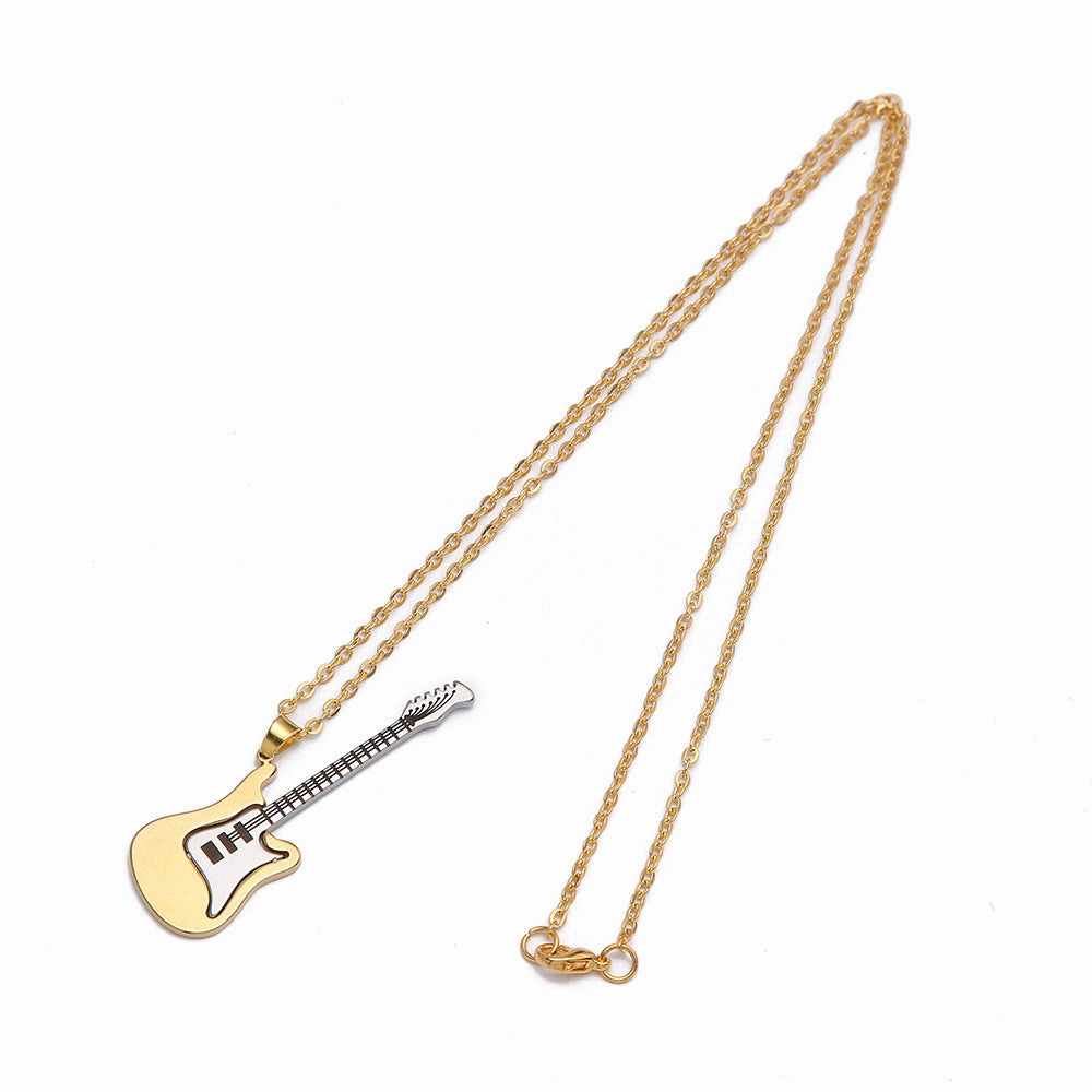 Wholesale Men's Personalized Guitar Shape Necklace Sweater Chain