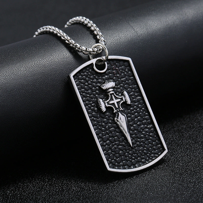 Wholesale men's personalized titanium steel alloy dark feather brand necklace