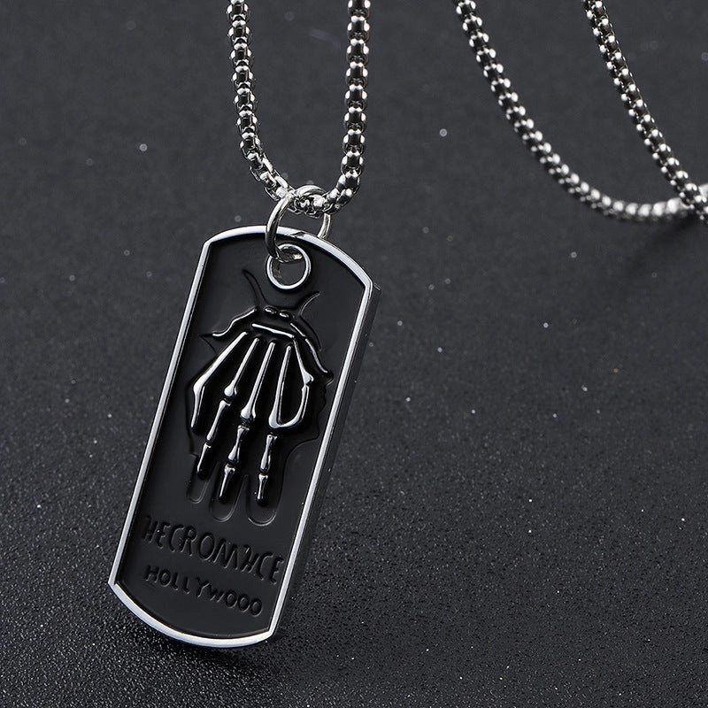 Wholesale men's personalized titanium steel alloy dark feather brand necklace