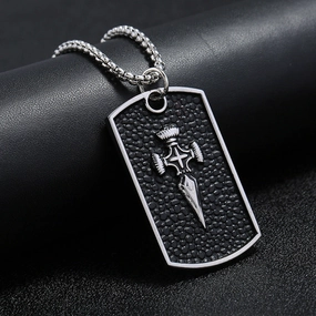 Wholesale men's personalized titanium steel alloy dark feather brand necklace