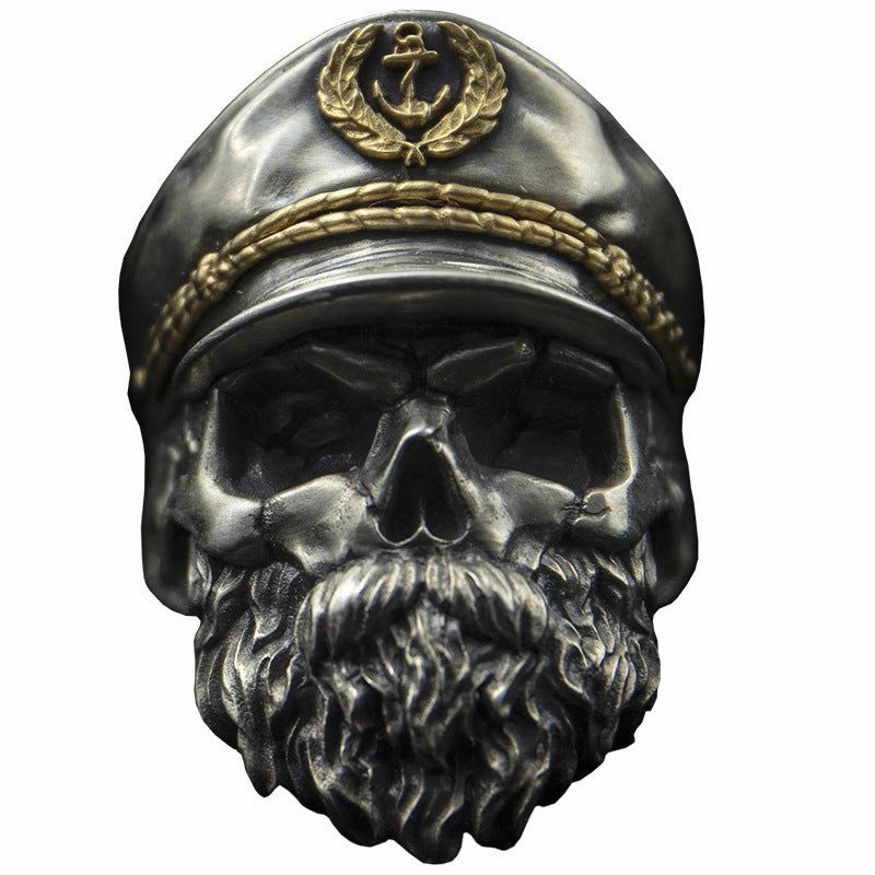Wholesale Men's Skull Officer Open Metal Ring