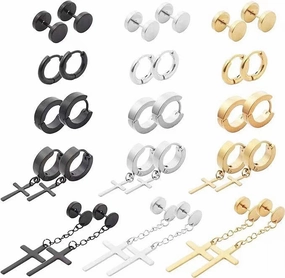 Wholesale Men's Stainless Steel Earrings Set
