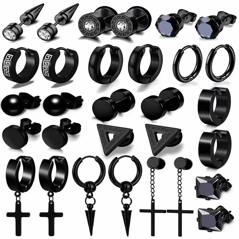 Wholesale Men's Stainless Steel Earrings Set
