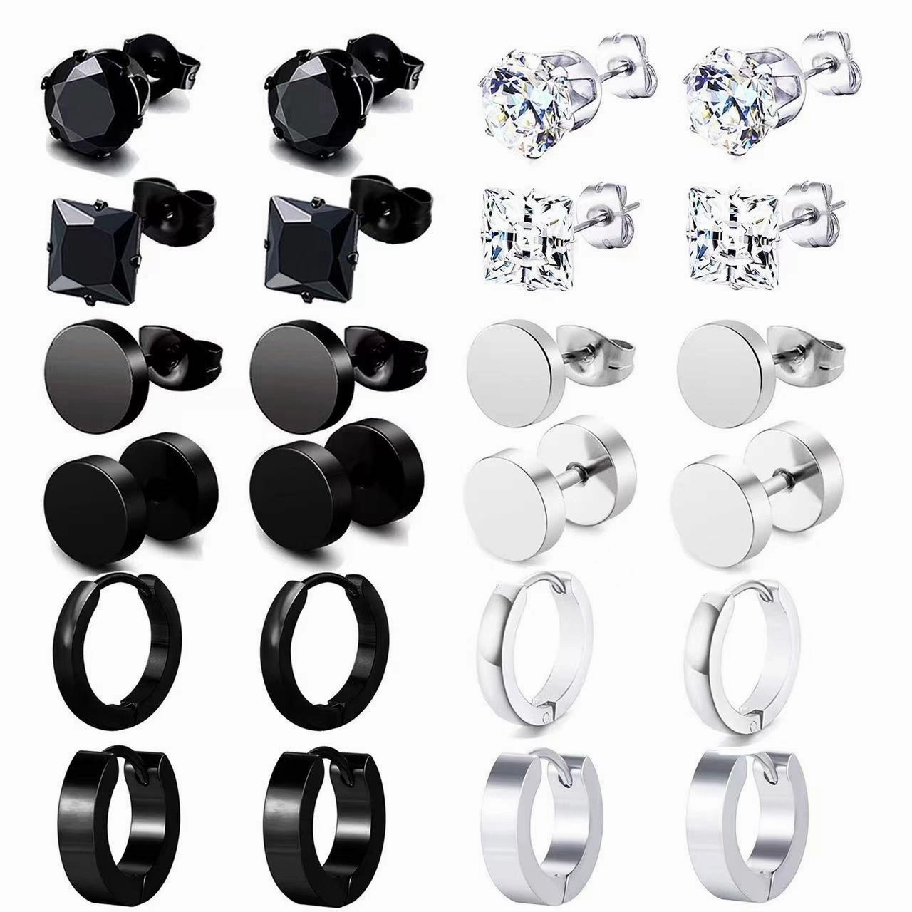 Wholesale Men's Stainless Steel Earrings Set