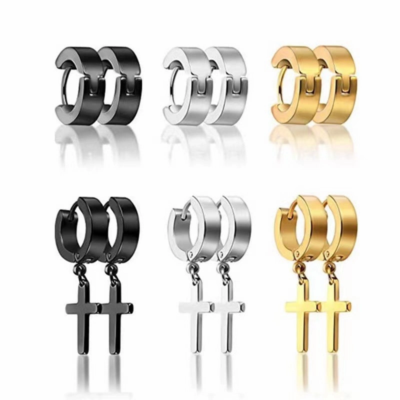 Wholesale Men's Stainless Steel Earrings Set