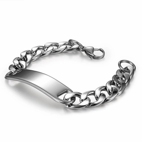Wholesale Men's Titanium Steel Stainless Steel Curved Brand Bracelet Hip Hop Cuban Retro
