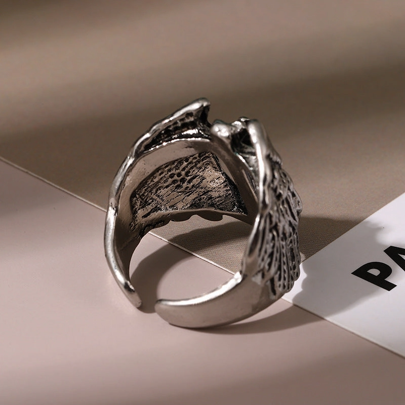Wholesale Men's Vintage Angel Wings Open Alloy Ring