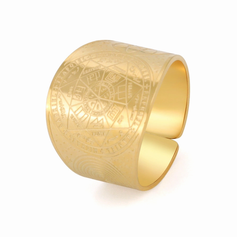 Wholesale Men's Vintage Copper Seven Pointed Star Magic Formation Opening Ring