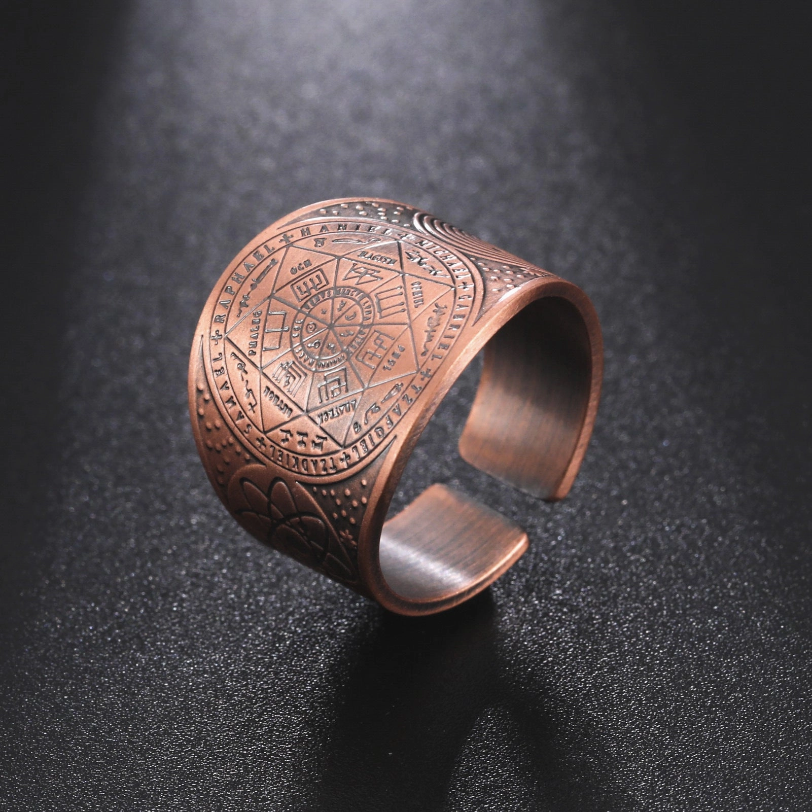 Wholesale Men's Vintage Copper Seven Pointed Star Magic Formation Opening Ring