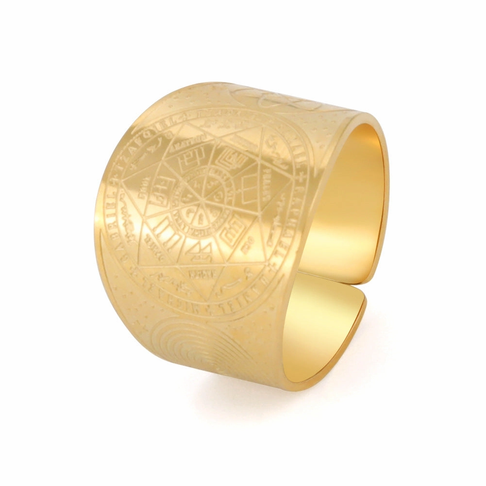 Wholesale Men's Vintage Copper Seven Pointed Star Magic Formation Opening Ring