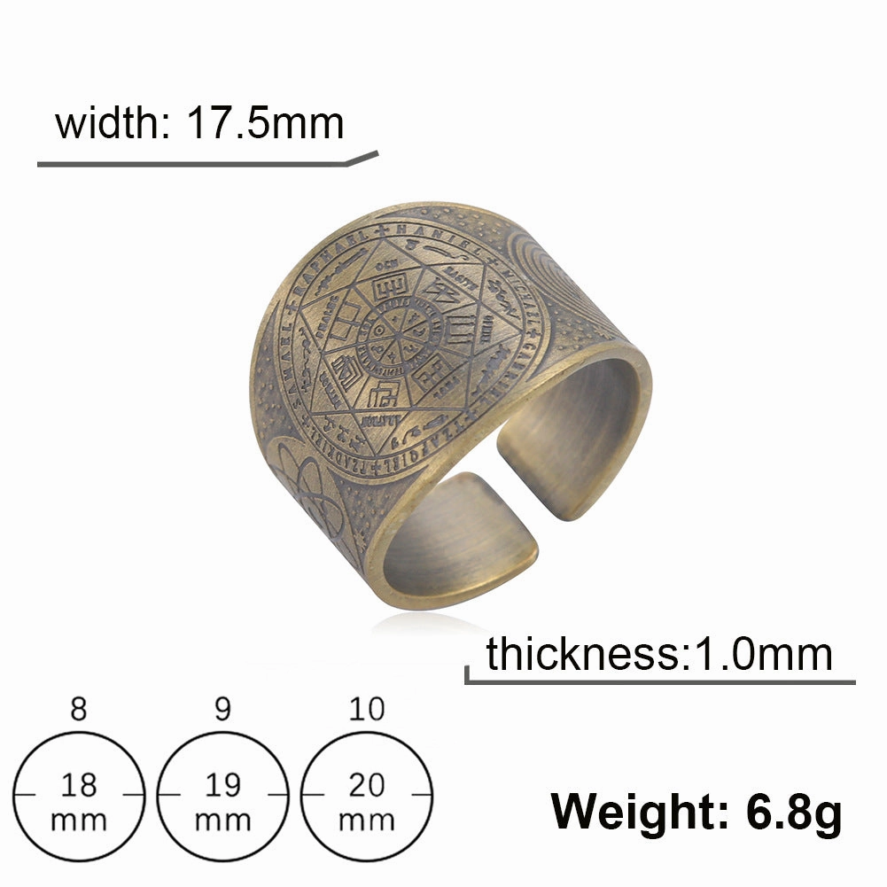 Wholesale Men's Vintage Copper Seven Pointed Star Magic Formation Opening Ring