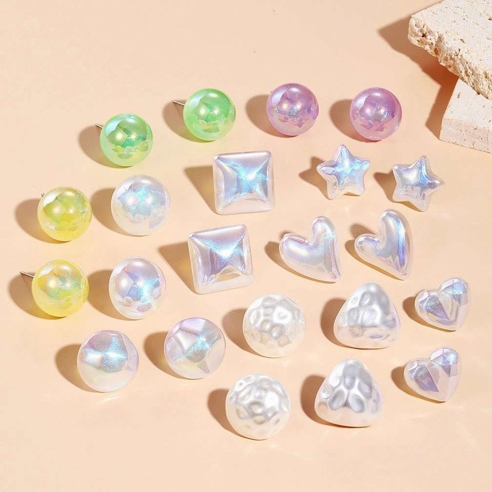 Wholesale Mermaid Heart Pearl Alloy Ear Studs